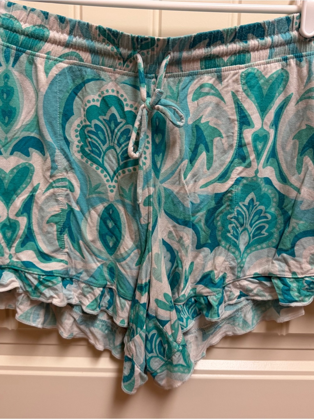 Soma Teal & Aqua Patterned Ruffle Pajama Shorts